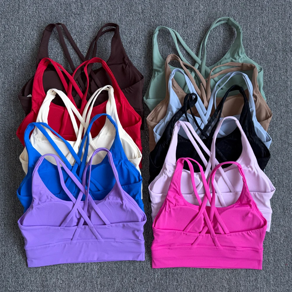 Underwire Bra Padded - Однотонный мягкий женский фитнес-бра с перекрестной