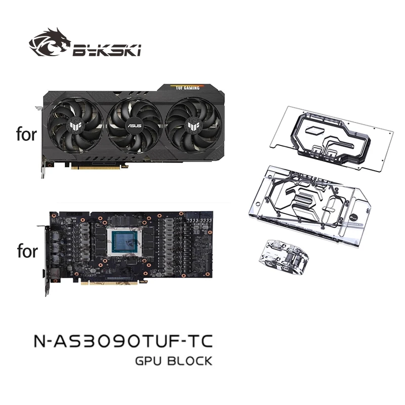 Bykski Water Block Use for ASUS TUF RTX3080 10G GAMING /RTX3090 24G Active Backplane Water Cooling GPU Card N-AS3090TUF-TC