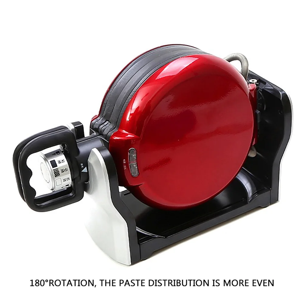 Mesin Muffin Tebal Berputar Pemanas Dua Sisi Pembuat Wafel Otomatis Peralatan Memasak Sarapan Pancake Listrik Besi