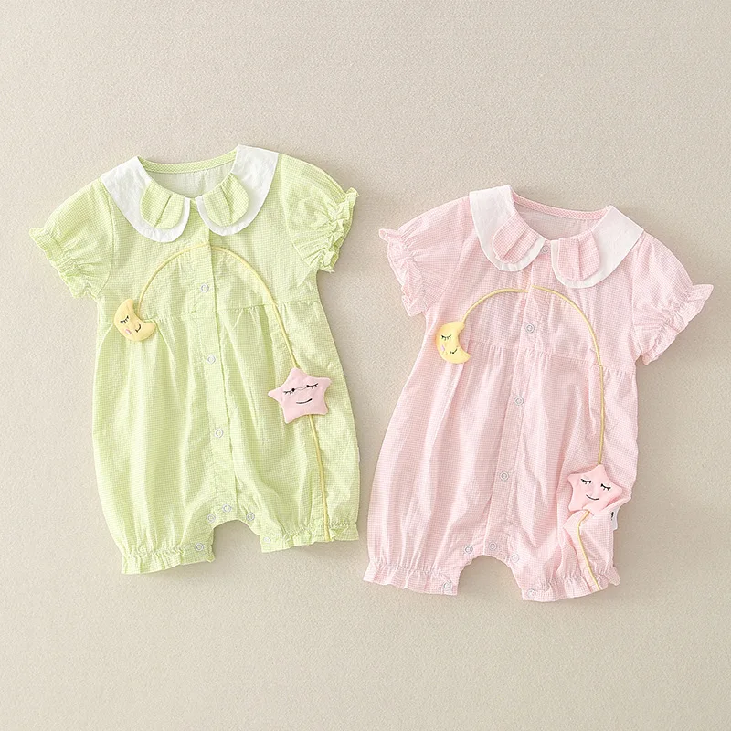 ZOETOPKID Children's Boutique Clothing Summer Short-Sleeved Rompers Boys and Girls Bodysuit Baby Bubble Cotton Jumpsuit