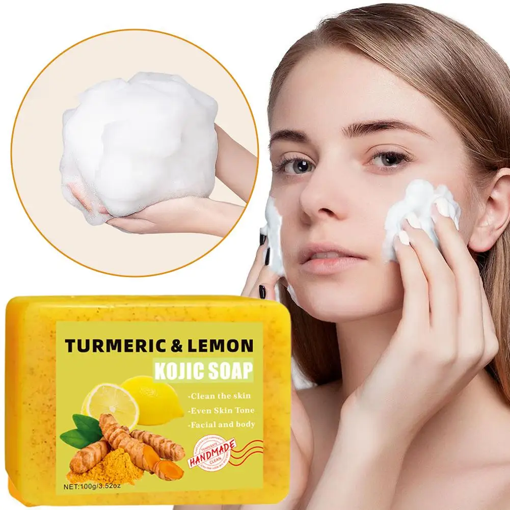 Turmeric Soap for Face & Body Anti-Acne Dark Spot Remover Whitening Skin Lightening Face Handmade Soap for Pimples & Brightening