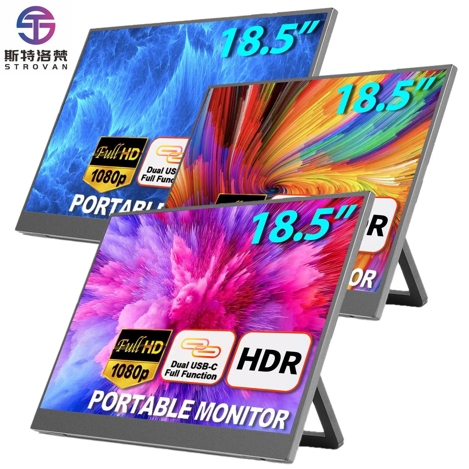

Portable Display - 18.5-inch IPS HDR 1920X1080 FHD Eye-Care Screen, USB-C Gaming , Computer Display Screen