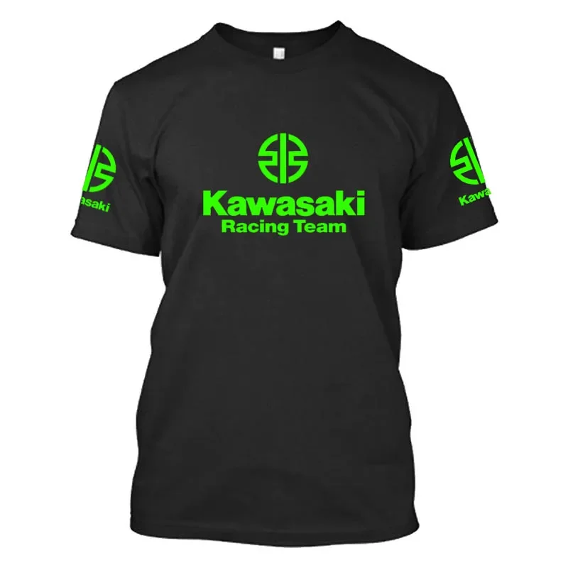 

2025 New Kawasaki Motorcycle Logo Outdoor Sports Enthusiasts Men and Women Summer Fashion Pure Cotton T-shirt