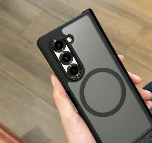 Funda Magnética Mate para Teléfono, Protectora de Bisagra, Plegable, Compatible con Función de Carga Magnética