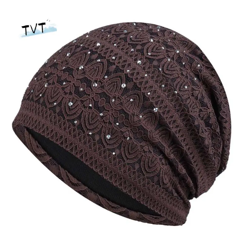 

Pullover Hat Soft Lace Beanie Hats Ethnic Style Windproof Warm Bonnet Caps Breathable Nightcap Hijab Turban Cap Outdoor
