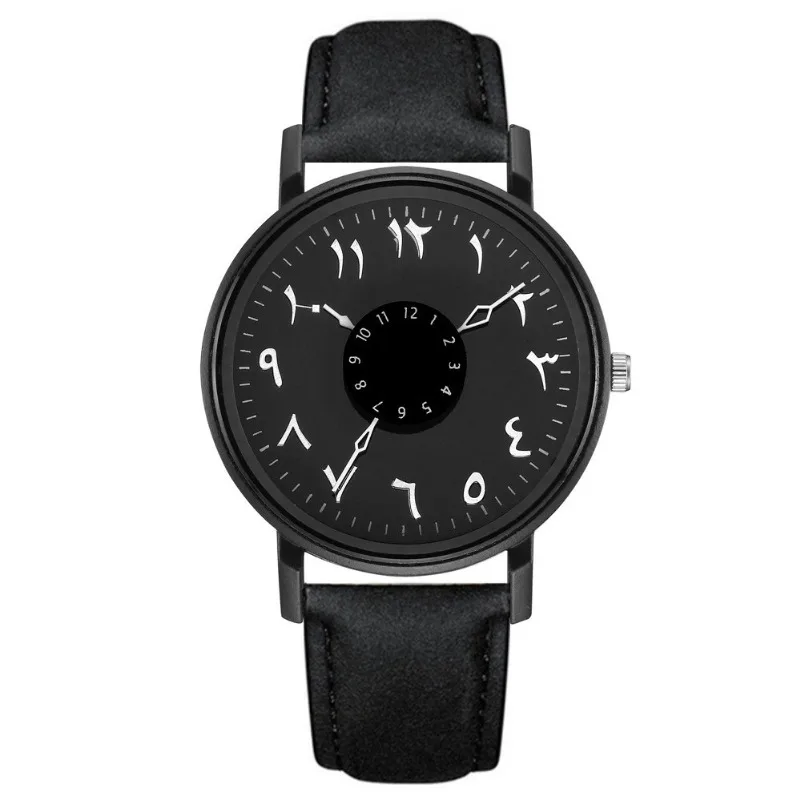 Personality Monster Number Rotary Scale Inverted Hand Watch Matte Belt Couple Watch