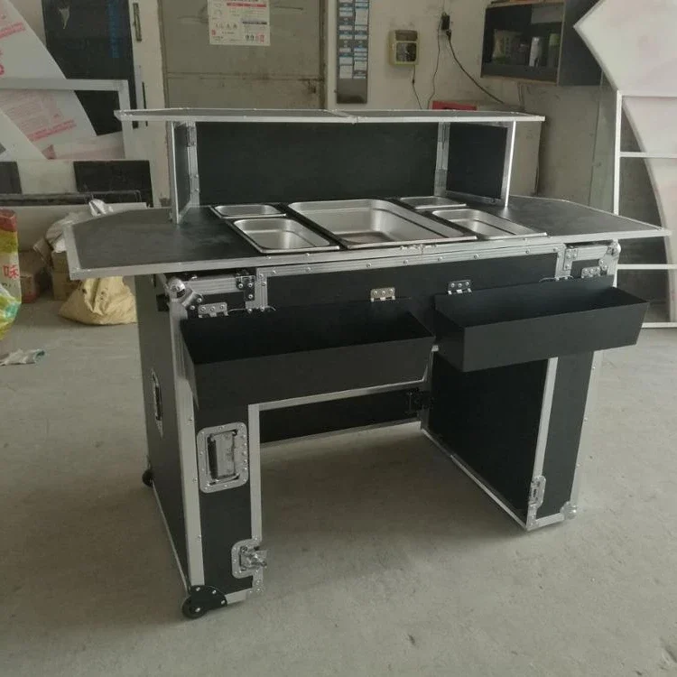 Bartender Mobile Folding Bar Outdoor Bartender BarMobile Bar Counter Box Storage Trolley Mobile Assembly Bar Flight Case Table