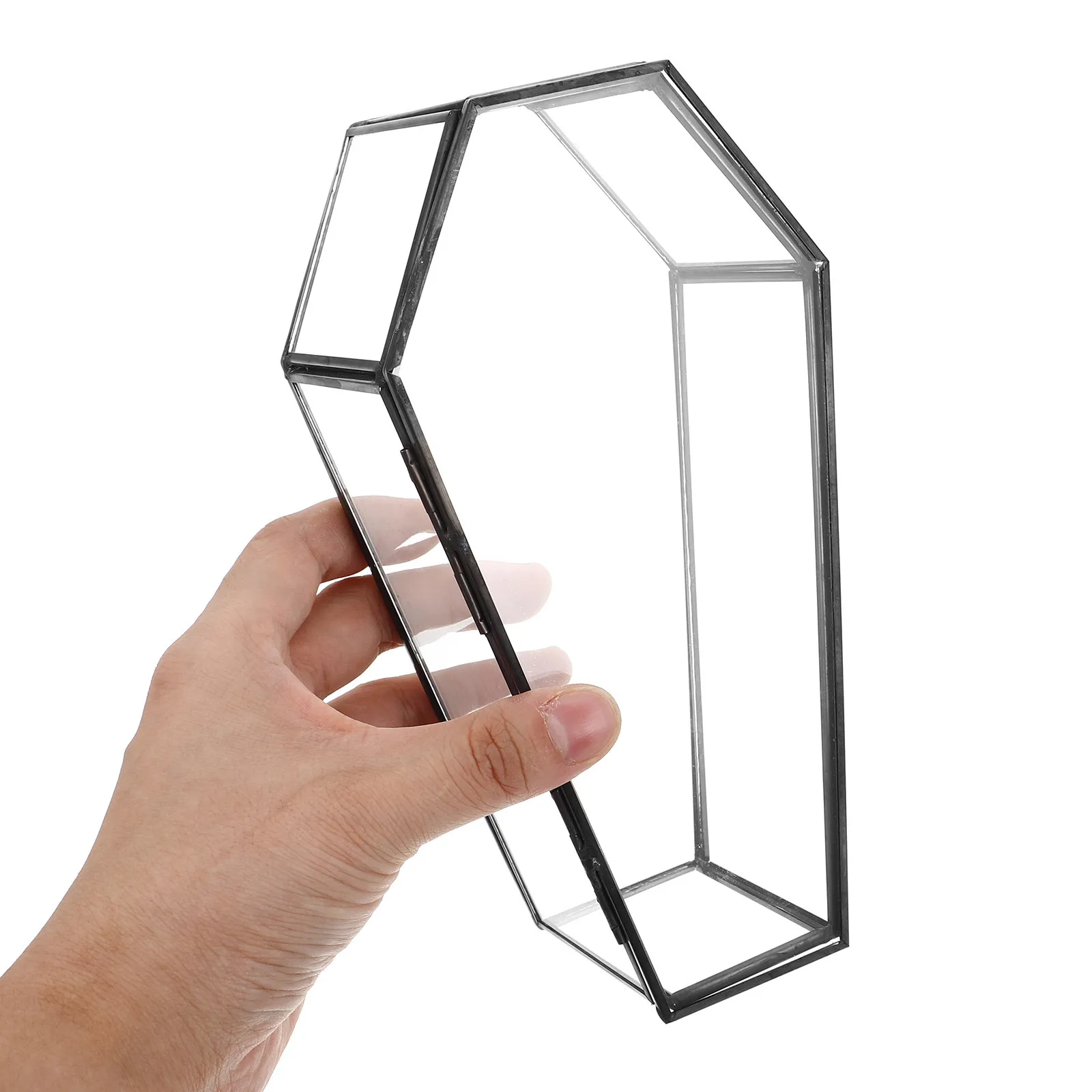 2Pcs Glass Coffin Jewelry Box Lid Gothic Vintage Vampire Keepsake Display Case Trinkets Organizer Halloween Decor