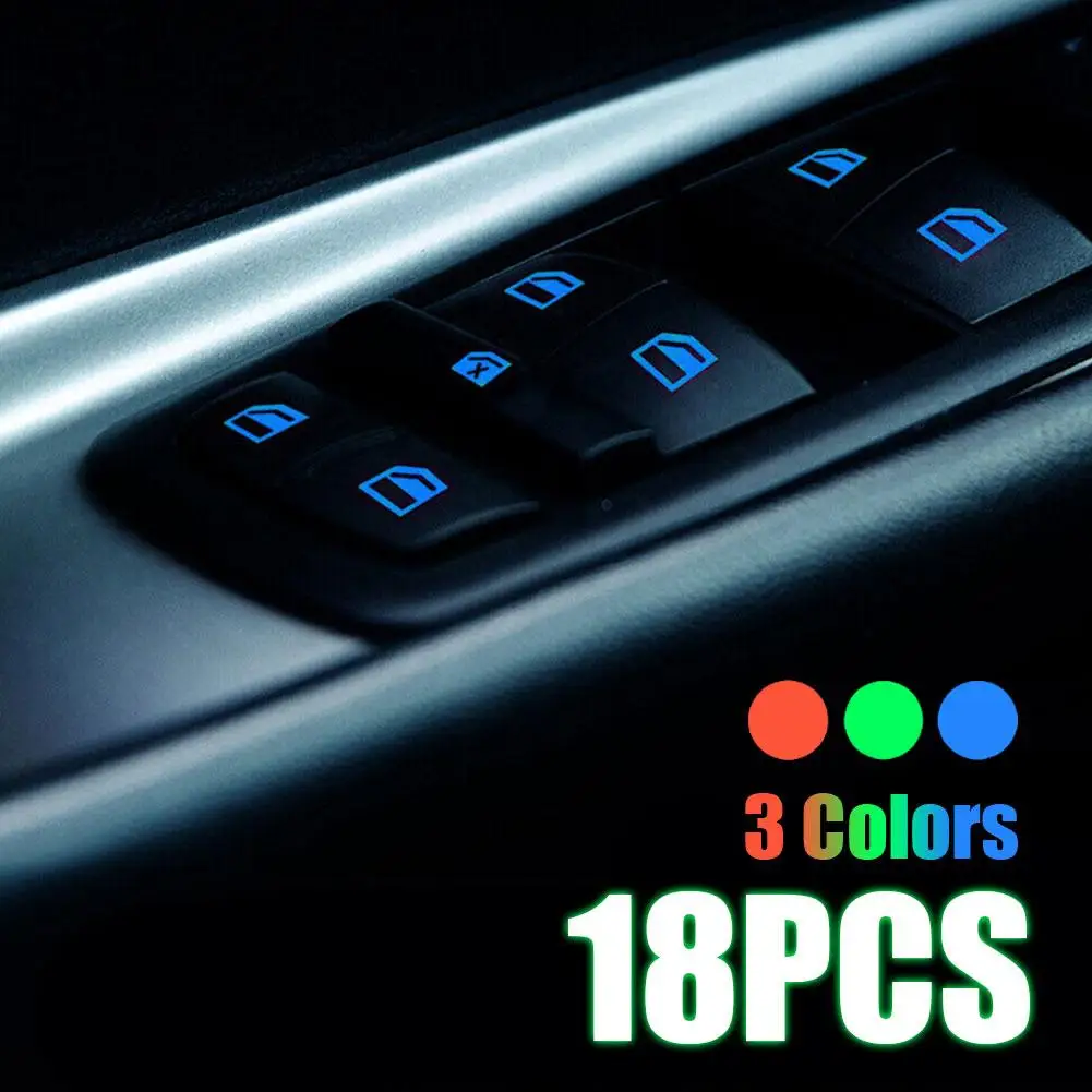 

Car Function Key Luminous Sticker Window Lifter Switch Car Night Waterproof Fluorescent Interior Sticker Decals Dustproof C8X5