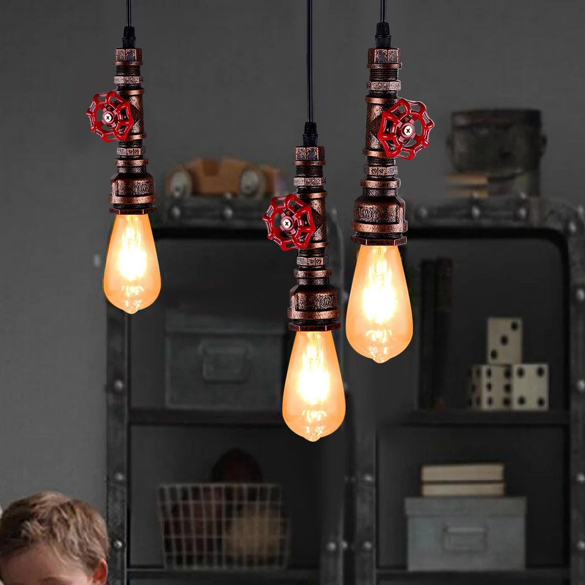 Loft Retro Industrial Iron Vintage Pipe Tube Diy Ceiling Lamp Suspension Chandelier (Without Bulb)