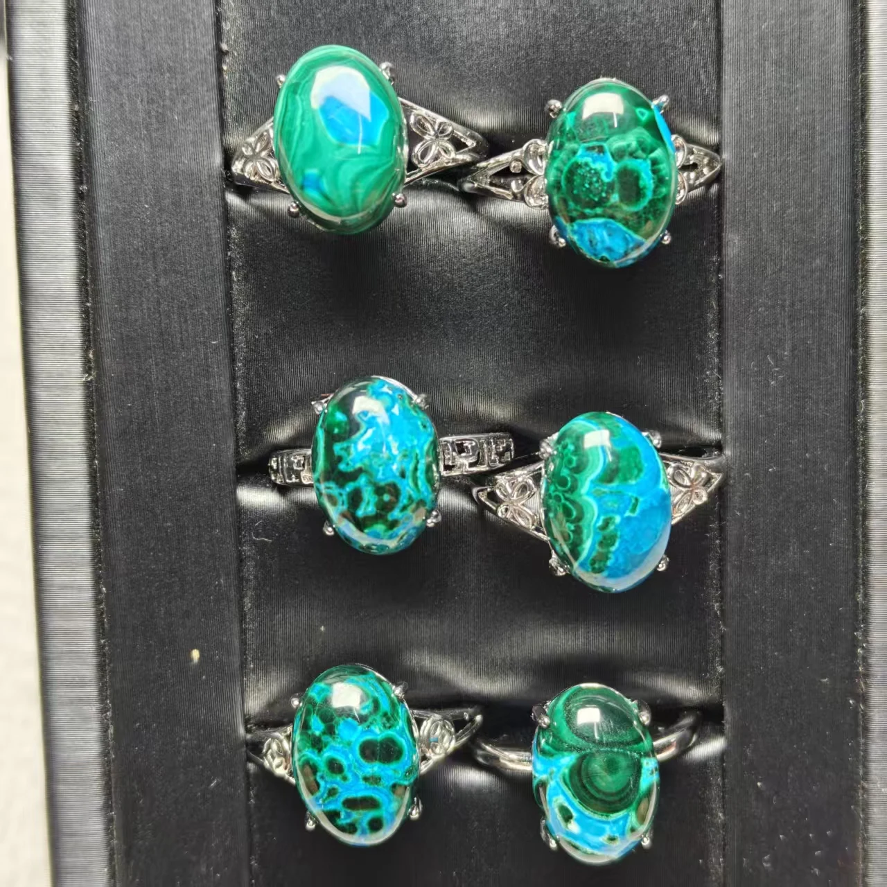Natürliche Chrysocolla-Malachit-Perlen, verschiedene Arten, Ringdesign, trendig und vielseitig, schlicht und modisch, Live-Ring, Geschenk für Paare – Detail 5