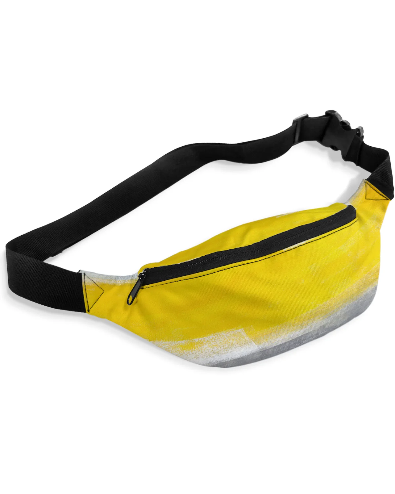 Riñonera con textura de pintura al óleo para hombre y mujer, bolso de cintura con diseño de arte abstracto, amarillo y gris, impermeable, estilo plátano