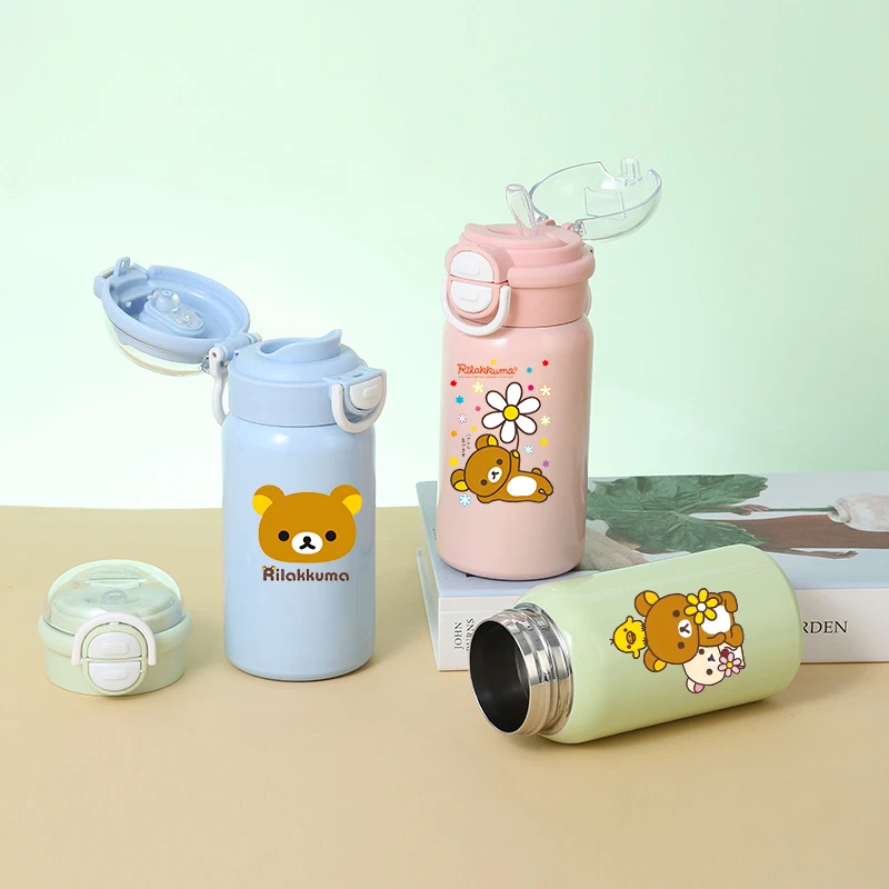 500 مللي Rilakkuma كوب قارورة عازلة فتاة بوي زجاجة مياه حرارية للنساء الفولاذ المقاوم للصدأ كوب قهوة حراري كوب معزول مانعة للتسرب
