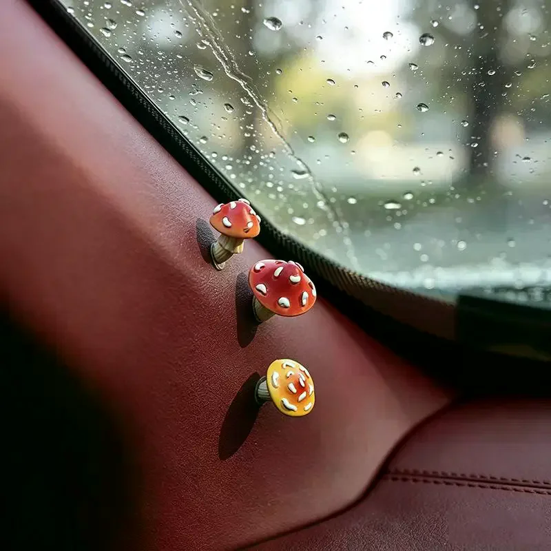 3/6 Pcs Kawaii Mushroom Mini Figurine Fun Decorative Ornament for Car Door Side Office Desk Display