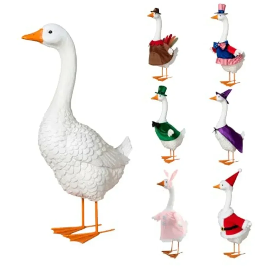 Porch decoration, resin material, white, durable and weather-resistant with 6 changeable outfits, 21 H