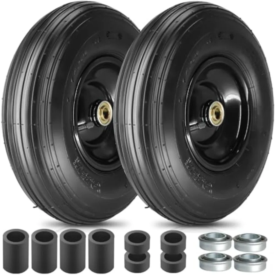

13×4.00-6" Pneumatic Tire and Wheel Compatible with Wheelbarrow5/8" and 3/4" Bearings Centered Hub for Garden Carts Trolley Dol