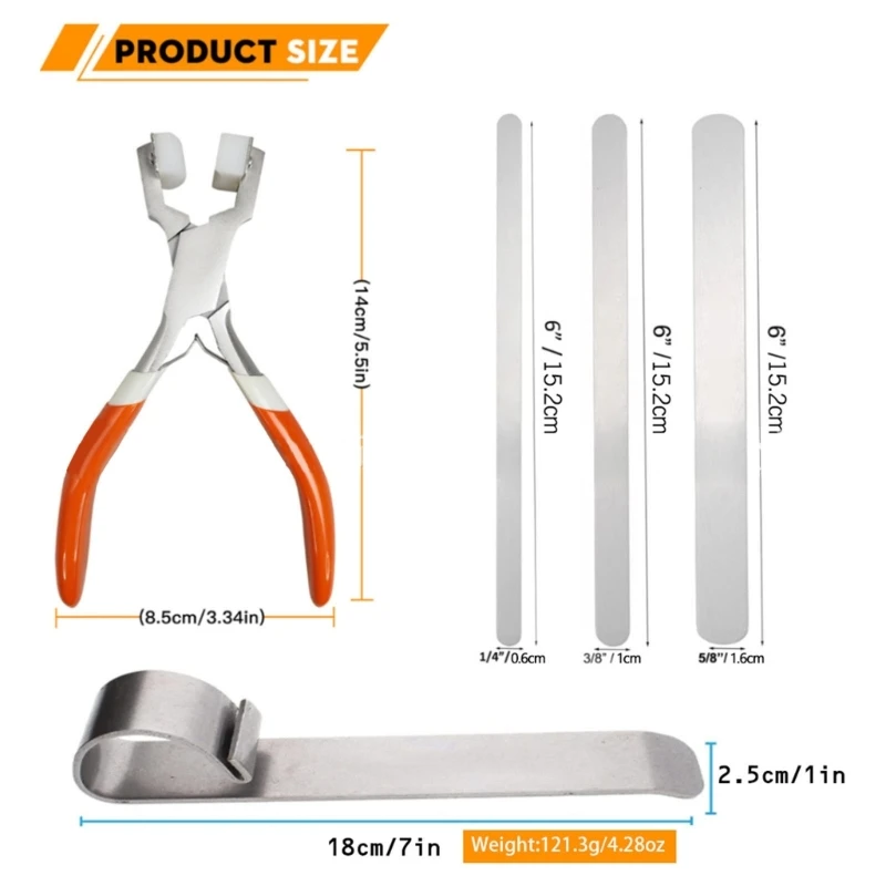 1 세트 팔찌 벤딩 펜치 쥬얼리 만들기 도구 금속 벤딩 바, 금속 쉐이핑을위한 알루미늄 바가있는 나일론 팁 펜치