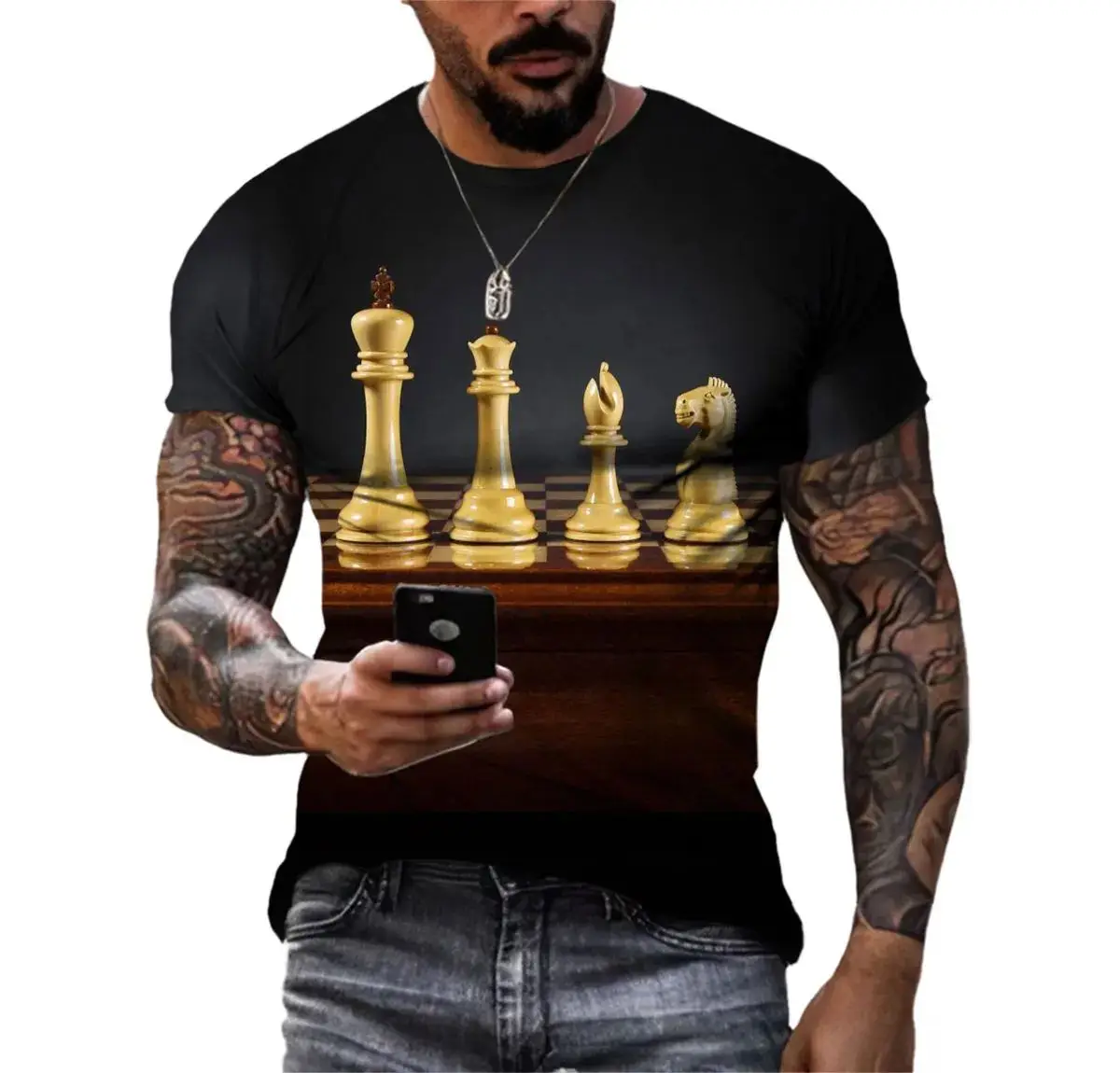 New Men\'s Summer Fashion Chess Pattern 3d Printed T-Shirt Street Harajuku Personality Trend O Collar Short Sleeve Plus Size Top