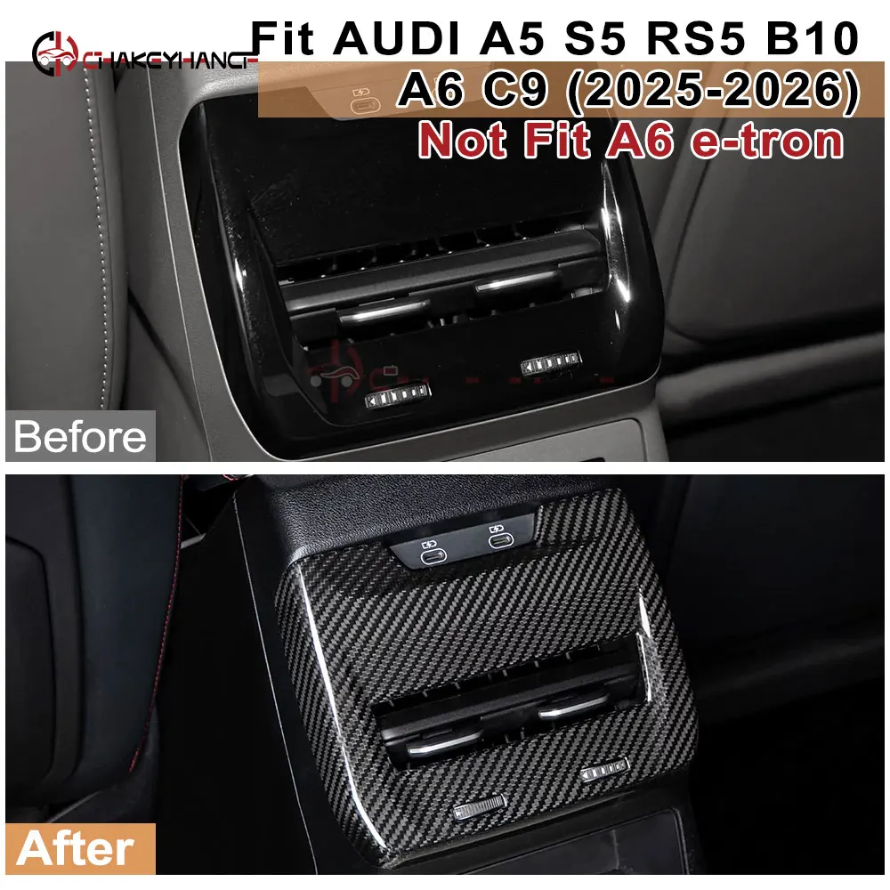 For Audi A5 S5 RS5 B10 A6 C9 2025-2026 Real 3K Dry Carbon Fiber Rear Air Vent Panel Interior Trim Stick On LHD RHD Car Styling