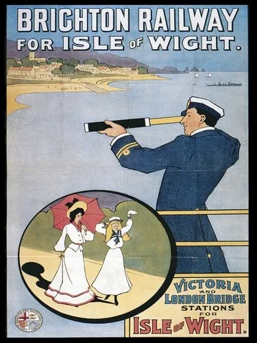 Placa de metal estilo retrô vintage da Ferrovia de Brighton, Ilha de Wight, para decoração de parede.