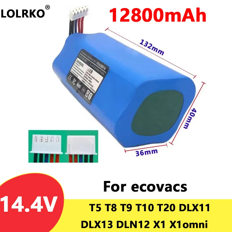 High-capacity Battery 12800mAh For ECOVACS Deebot Ozmo 950 T8 T8+ T5Max Power Hero T10 T9 X1 DX65 DX96 DX93 Robot Vacuum Cleaner