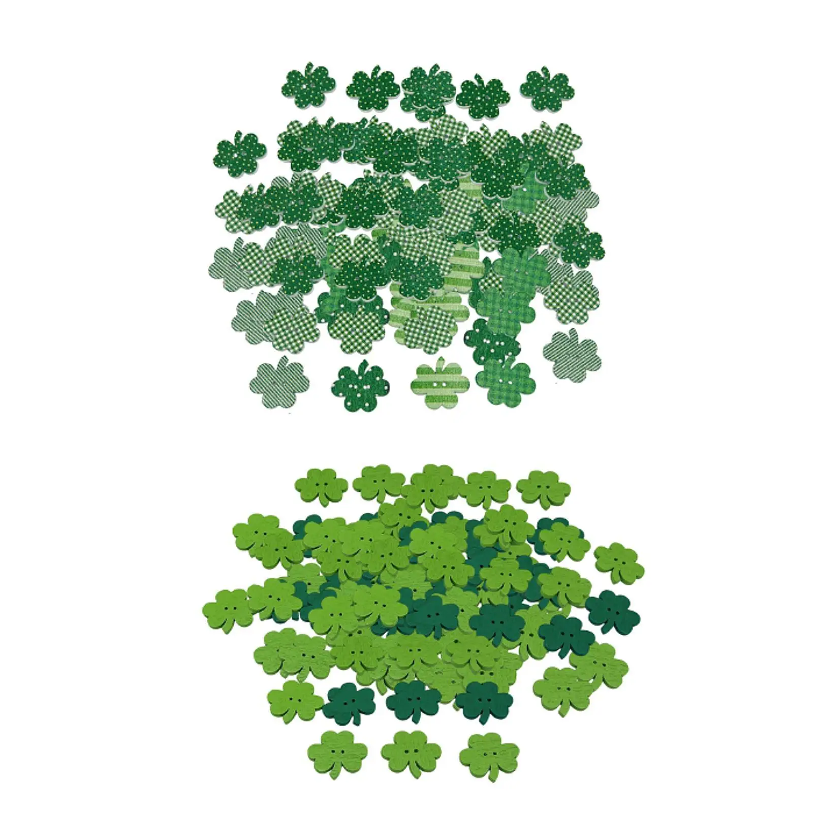 50 Pieces Green Shamrock Wood Buttons Scrapbooking Craft Supplies Decor for St Patrick's Day Sewing Clothes and DIY
