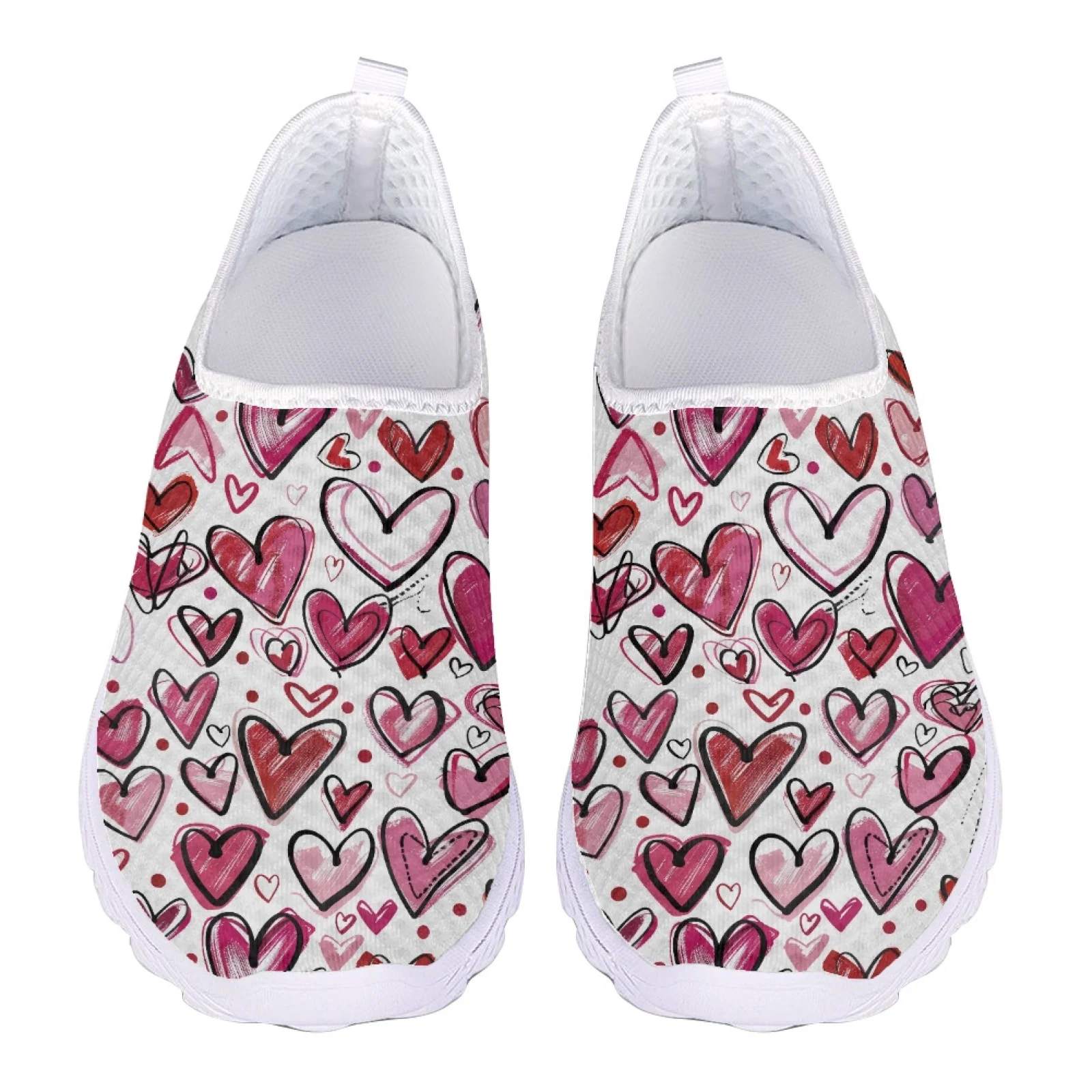 

Cute Heart Pattern Woman Loafers Women Slip On Flats Lightweight Female Ladies Sneakers Mesh Casual Shoes Summer Beach Shoes