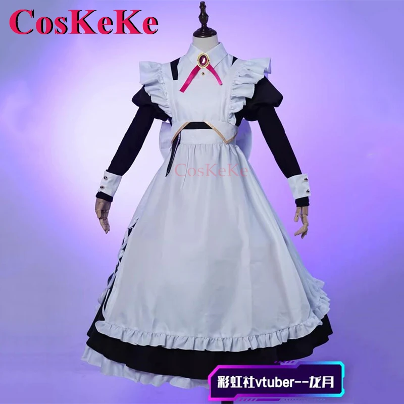 CosKeKe Selen Tatsuki Cosplay Anime VTuber Costume Nobles And Attendants Elegant Maid Uniform Halloween Party Role Play Clothing