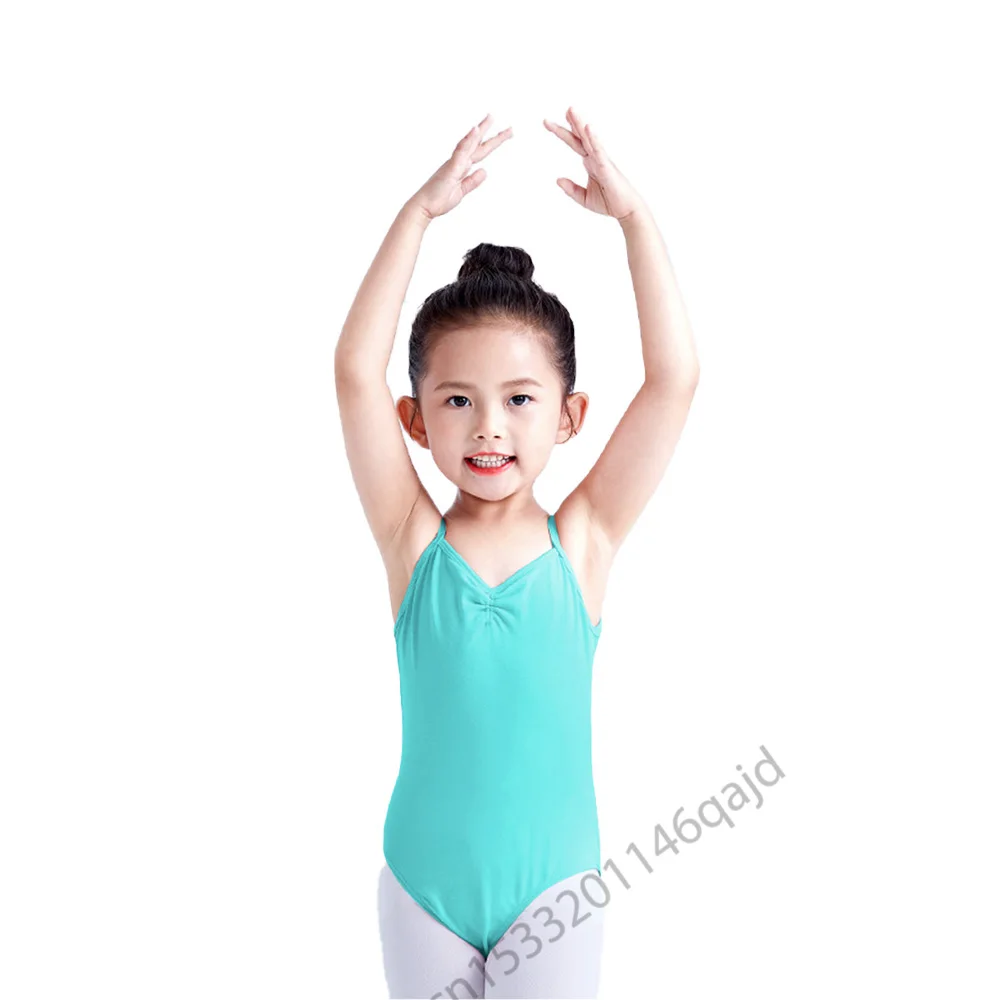 Ballet Dancer Leotard Dress Kids Spaghetti Strap Criss Cross Dance Bodysuit Gymnastics Leotard for Girls Balleina Costumes Pink