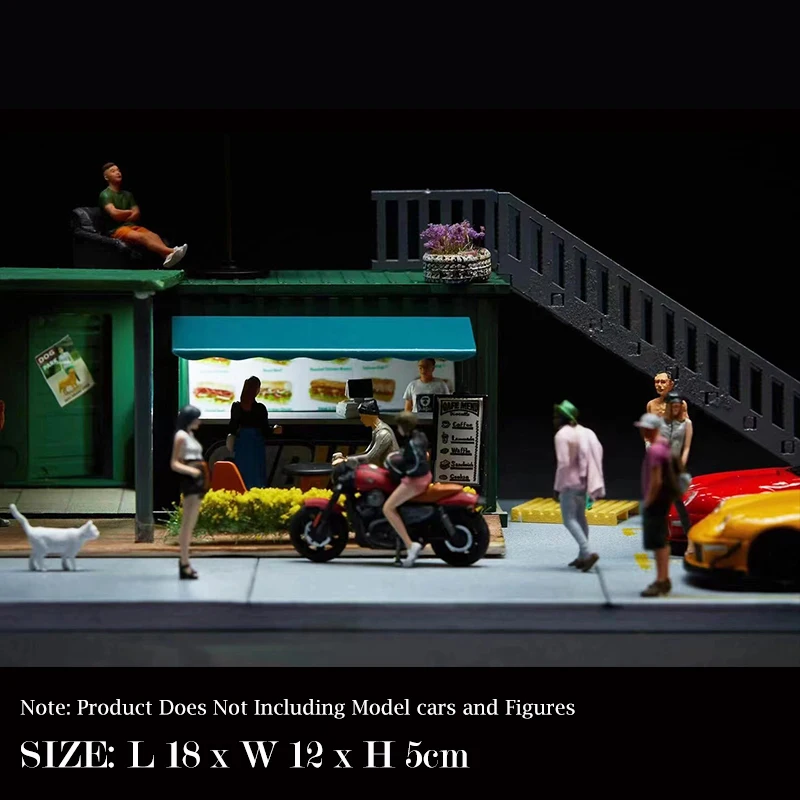 Assemble LED Diorama 1:64 Model Car Parking Lot Station Garage Display Collection - Subway & RWB Double Deck Version