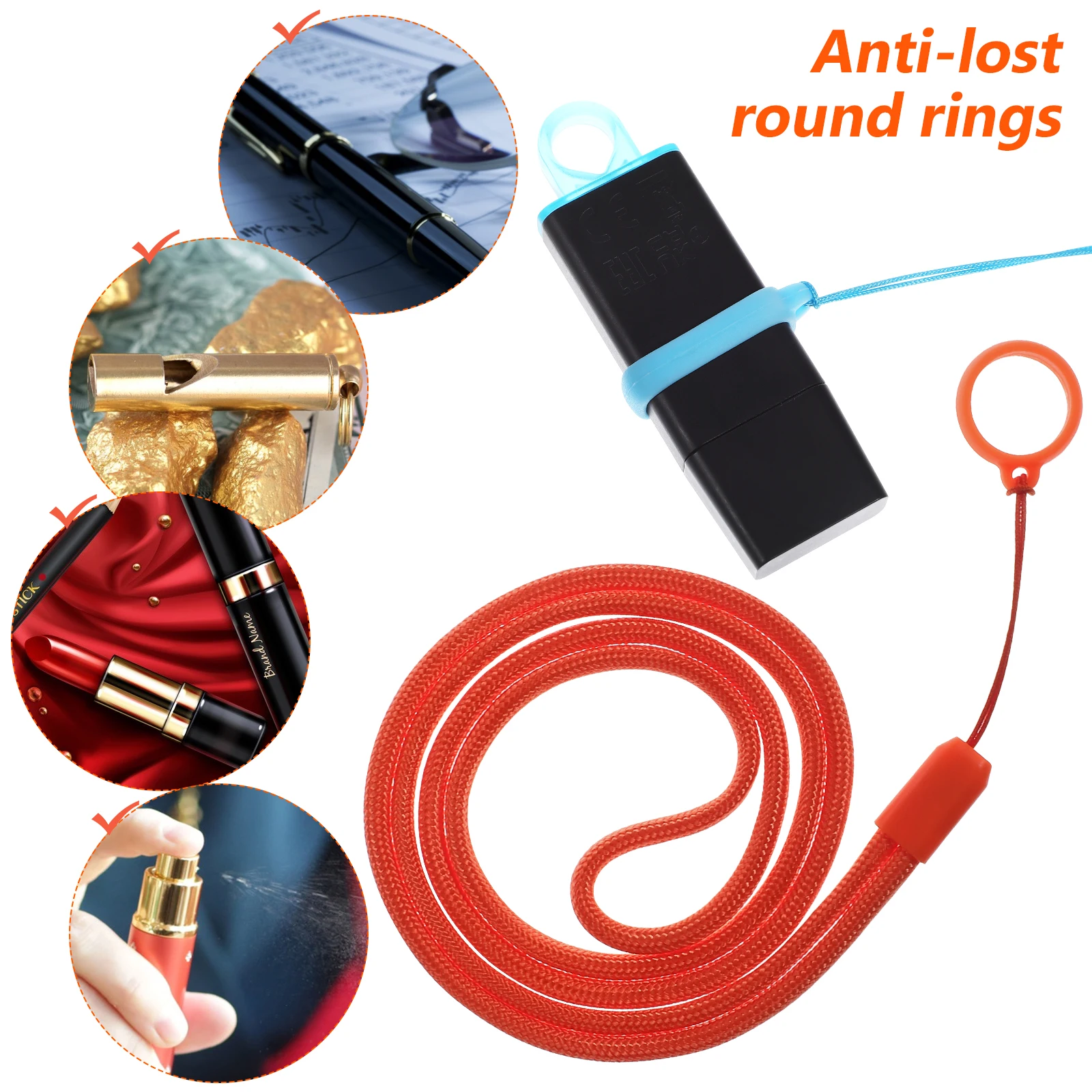 

8Pcs Anti-Lost phone Holders Pen Lanyards Necklace Lanyard Pen Holders Silicone Round Rings Pendant Daily School Office supplies