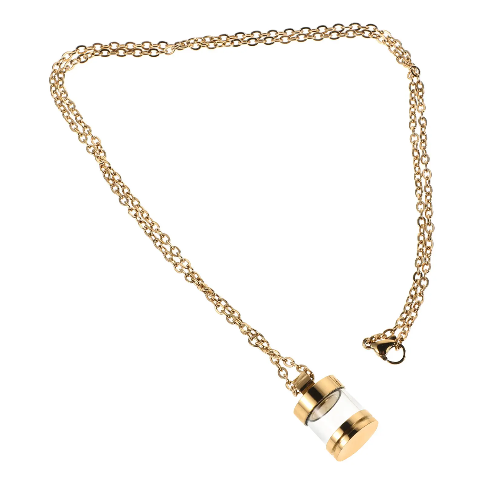 

Stainless Steel Urn Necklace for Ashes Clear Glass Pendant Openable Memorial Jewelry Men Women Perfume Container