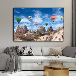 Turkish Cappadocia Hot Air Balloon Canvas Painting Wall Art Landscape Mountain Picture Posters and Prints for Living Room Decor