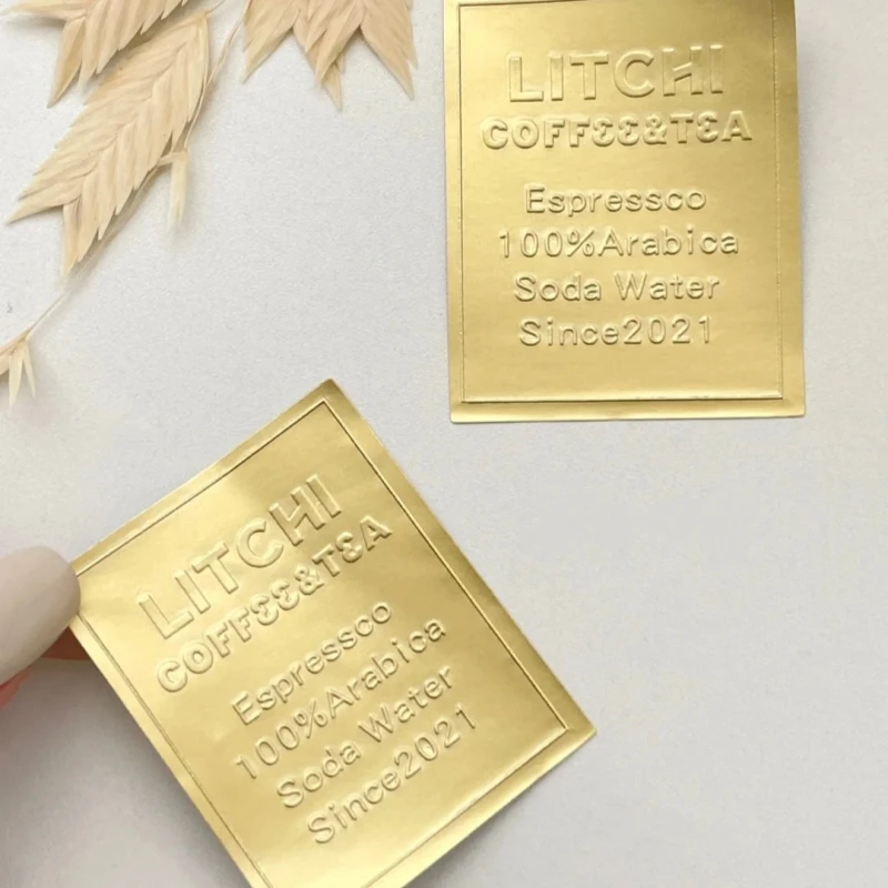 500PCS Embossed Stickers Custom Stickers Custom Logo Metallic gold silver Stickers Wedding Birthday Gift Personalized Stickers