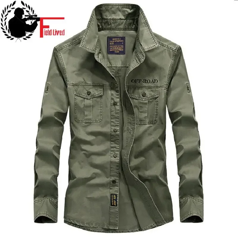 

2024 New Casual Mens Military Style Army Tactical Shirts Long Sleeve Brand Clothing Slim Army Dress Shirt Male Green Khaki blue