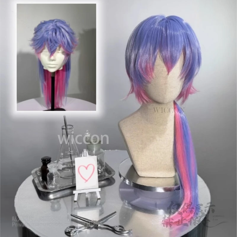 أزياء ميكو التأثيرية ميكو أرنب هول للرجال Ver وردي أزرق متدرج باروكات مقاومة للحرارة شعر صناعي لعب الأدوار في الهالوين
