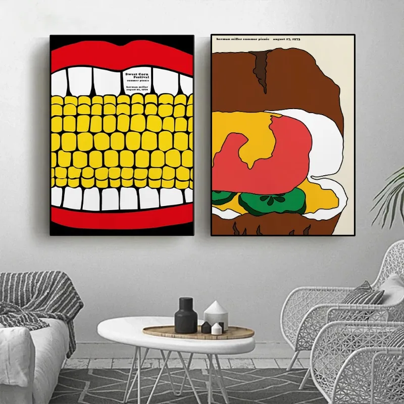 Classic Modern Pop Art Herman Miller Summer Picnic Poster and Prints Canvas Painting Wall Art for Living Room Home Decor Mural