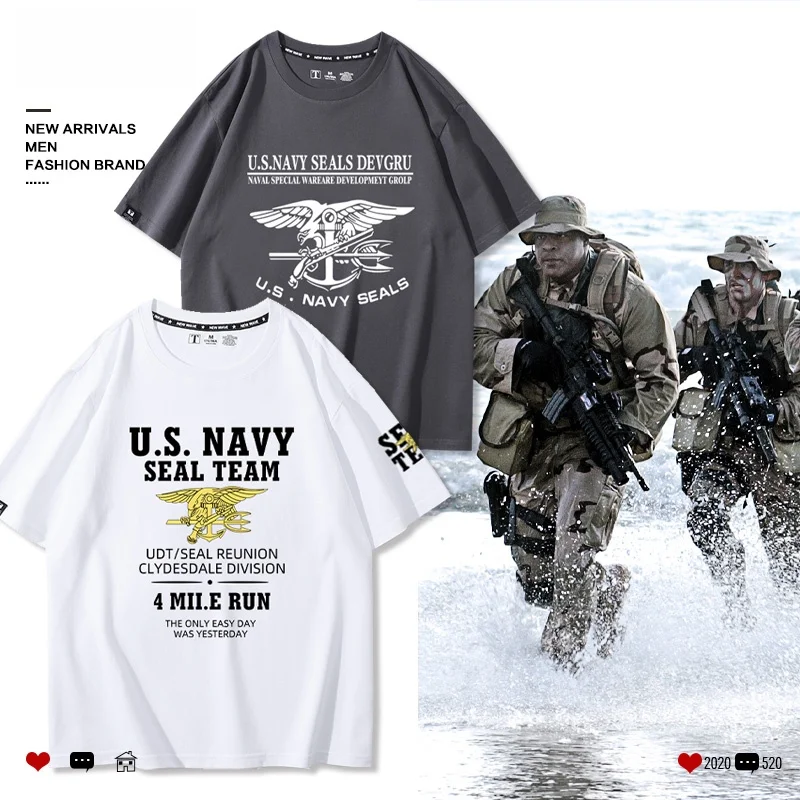 

Seal T Commemorative Edition T-irt Naval Special Forces Military Sle Cotton Comfortable ort Sve Men's Clothing