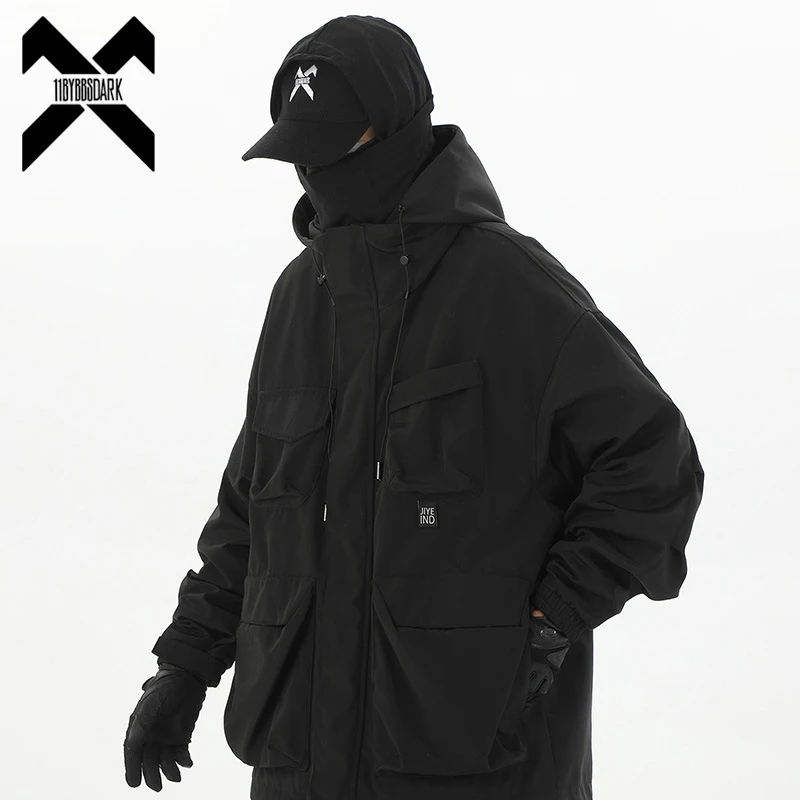 

11 BYBB'S DARK Men Tactical Cargo Jacket Windbreaker Techwear 2023 Autumn Multi-pocket Function Coats Loose Jackets Streetwear