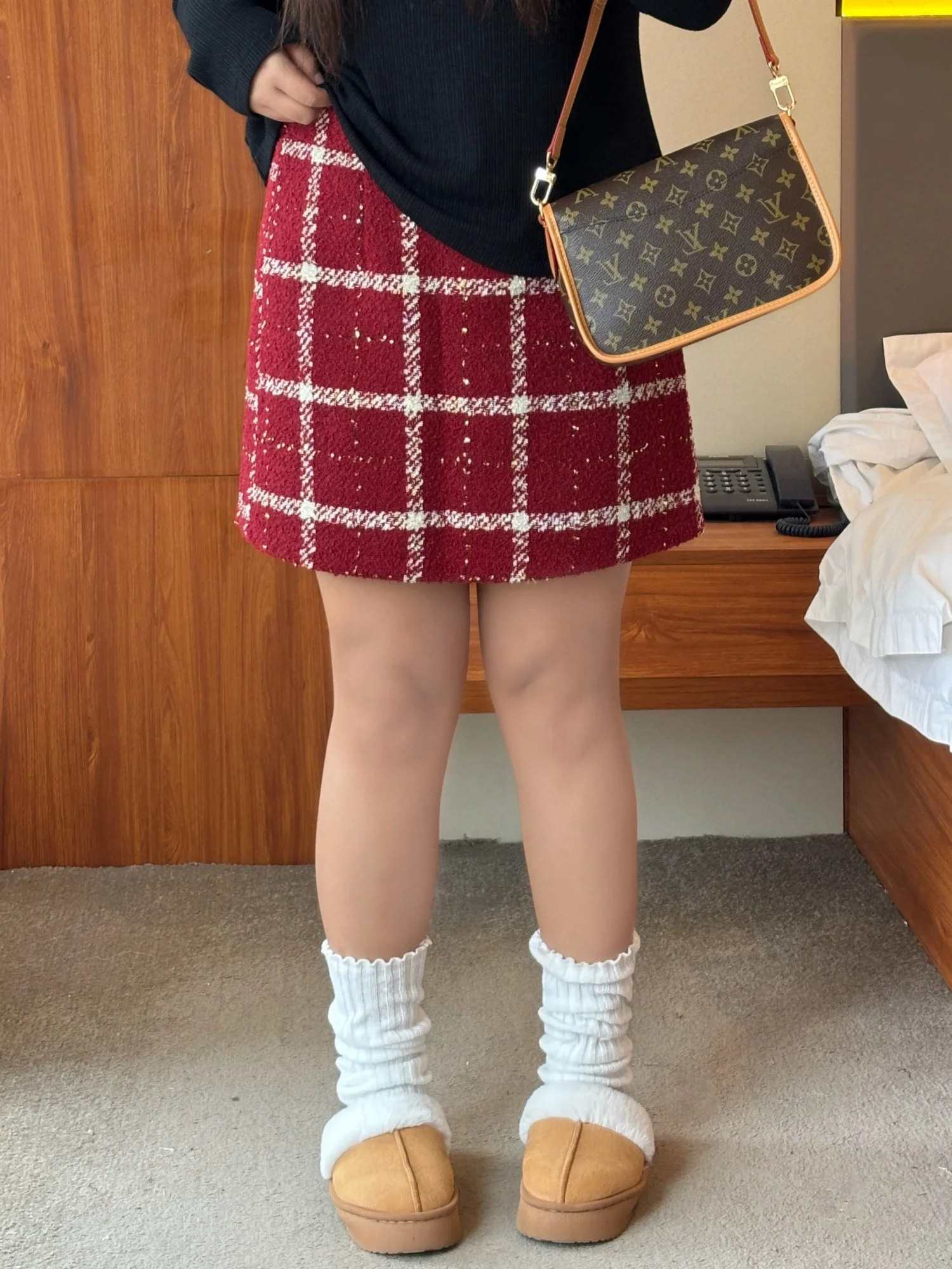 

High Waist plus Size Short Skirt Trendy Casual A-Line Skirt Polyester Fiber Autumn Winter New Arrival Cover Hip Conceal Meat