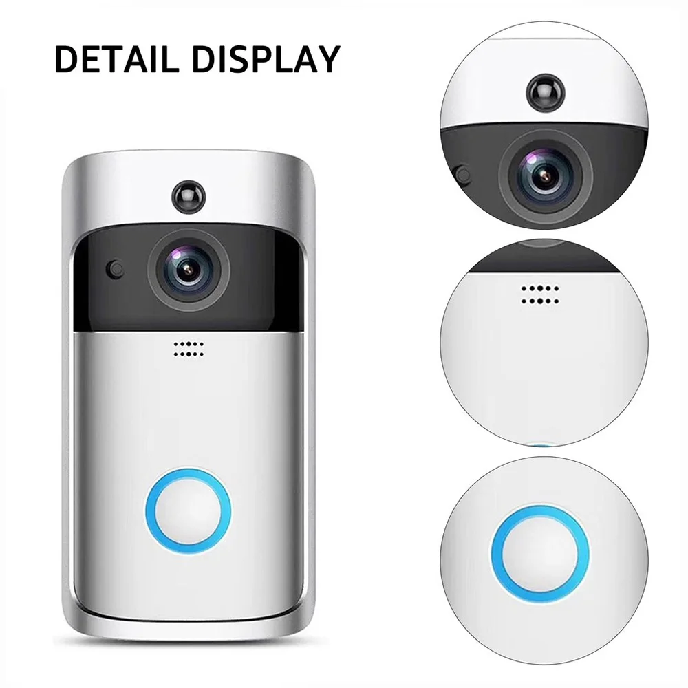 Smart V5 Video Doorbell Wireless WiFi Security Door Bell Visual Remote Home Monitor Night Vision Intercom Door Phone No Battery