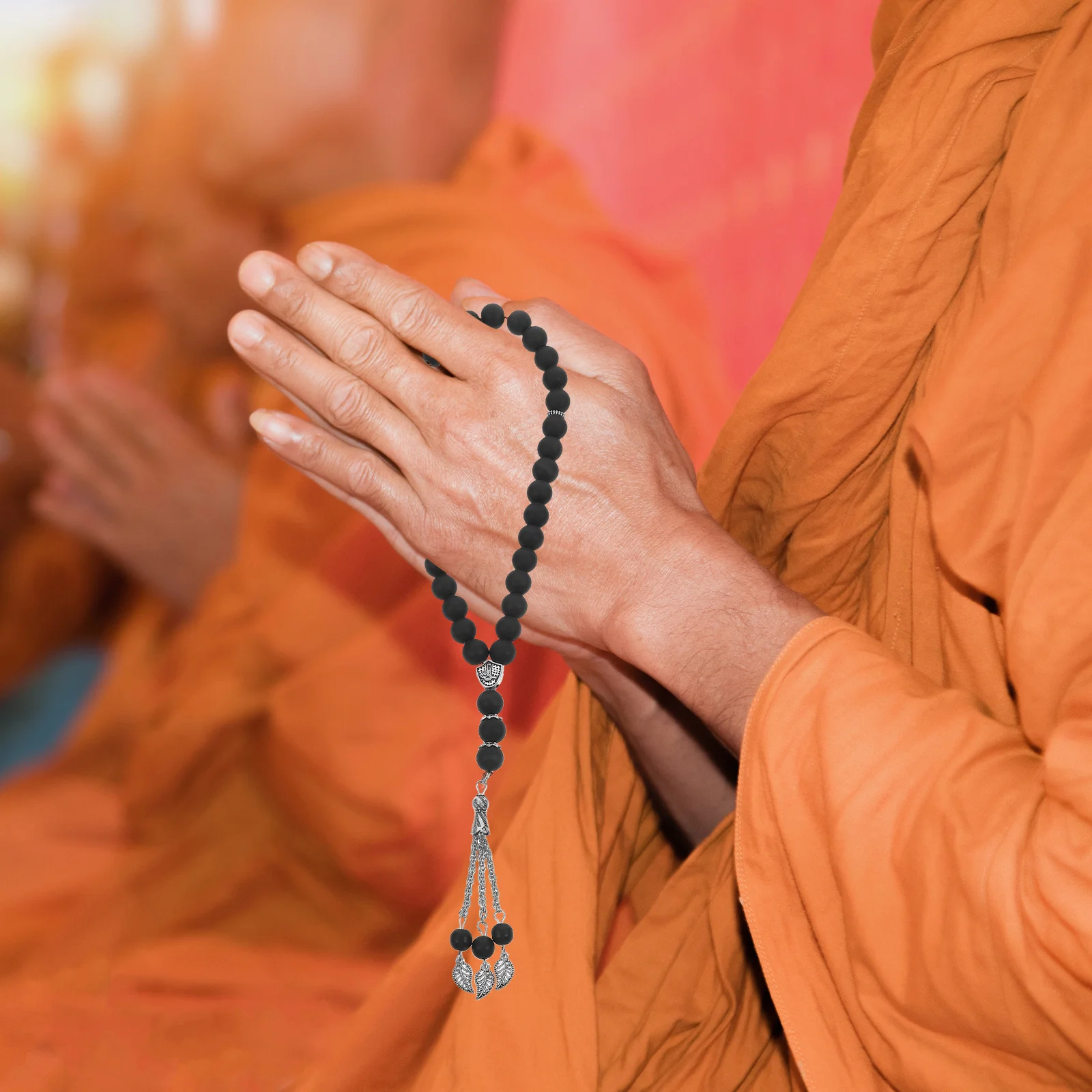 سبحة صلاة من الزجاج، مسبحة إسلامية سوداء، صناعة متقنة، سطح أملس مثالي للارتداء أو هدايا جمع المسلمين