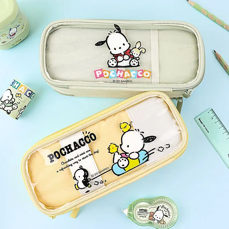 Sanrio Pochacco Pen Bags Student Stationery Boxes Makeup And Miscellaneous Items Change Storage Bags Learning Stationery Sets