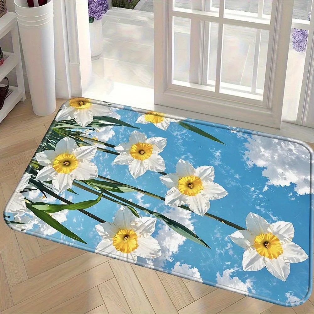 

1PC Flower Pattern Kitchen Rugs Non-Slip Home Door Mats Pop design Bathroom Rug Bath Mat Carpet for Home Sink Laundry Decor