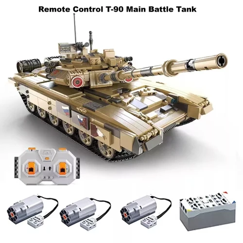 Cada WW2 전쟁 군사 원격 제어 T90 탱크 기술 모델 빌딩 블록, 육군 브릭 호환 가능, 남아용 RC 장난감, 1722PCs