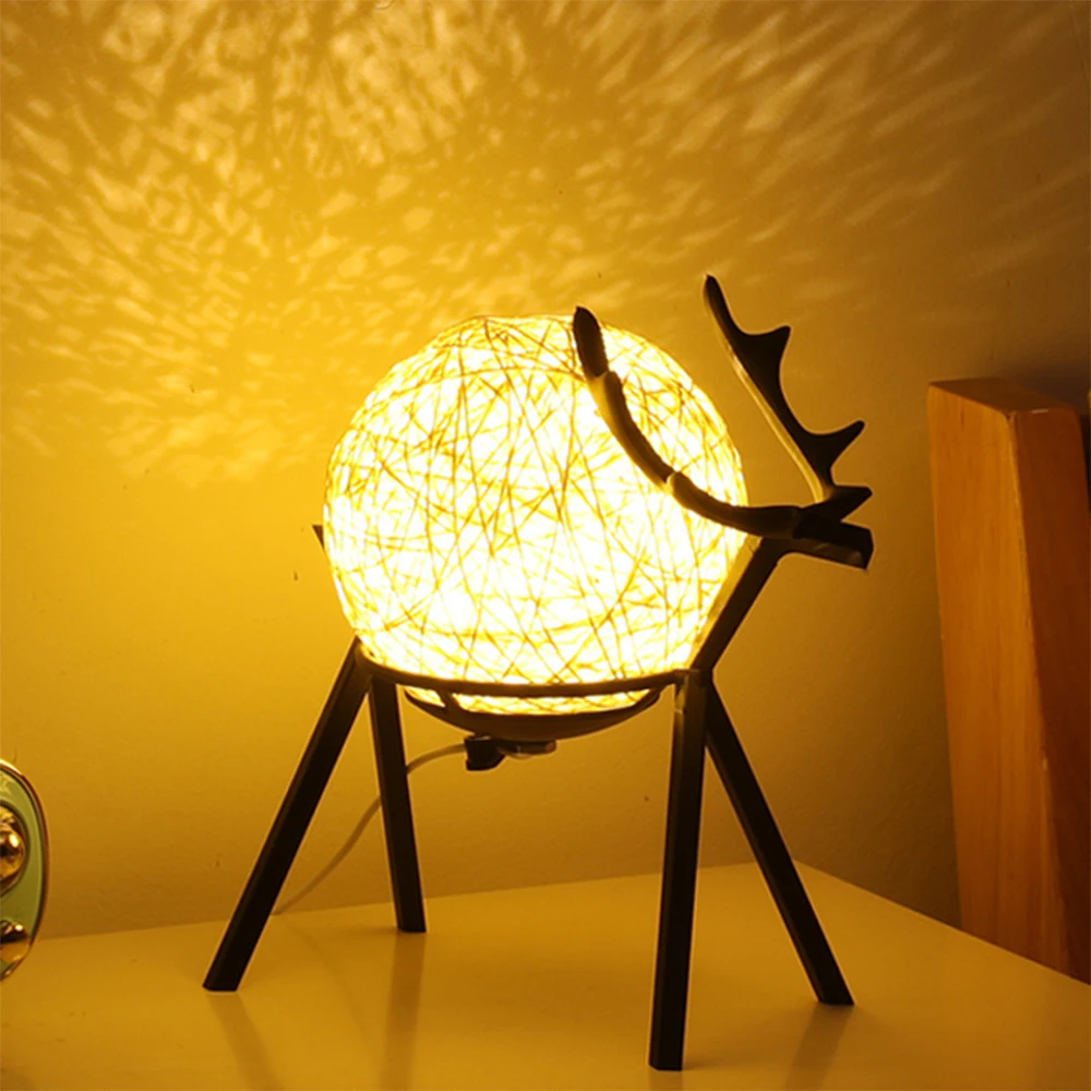 LED Night Light Romantic Atmosphere Lamp Table Lamp Moon Starry Sky Night Lamp Deer Table Light Bedroom Bedside Lamp