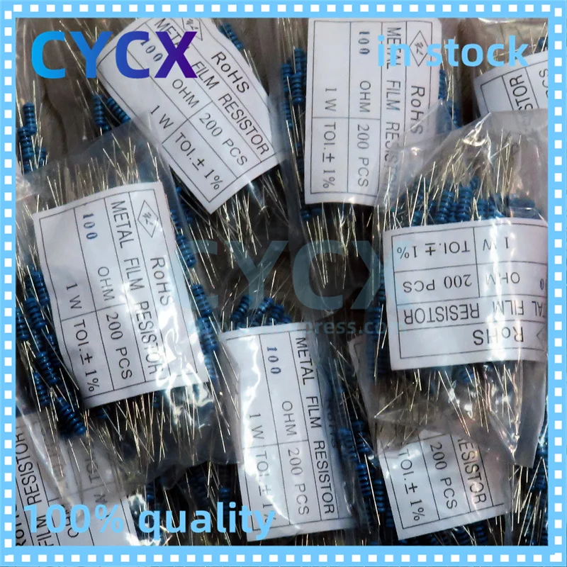 A package of 200 metal film five-color ring precision resistors 1W 100R 1% new spot, large volume price image 3