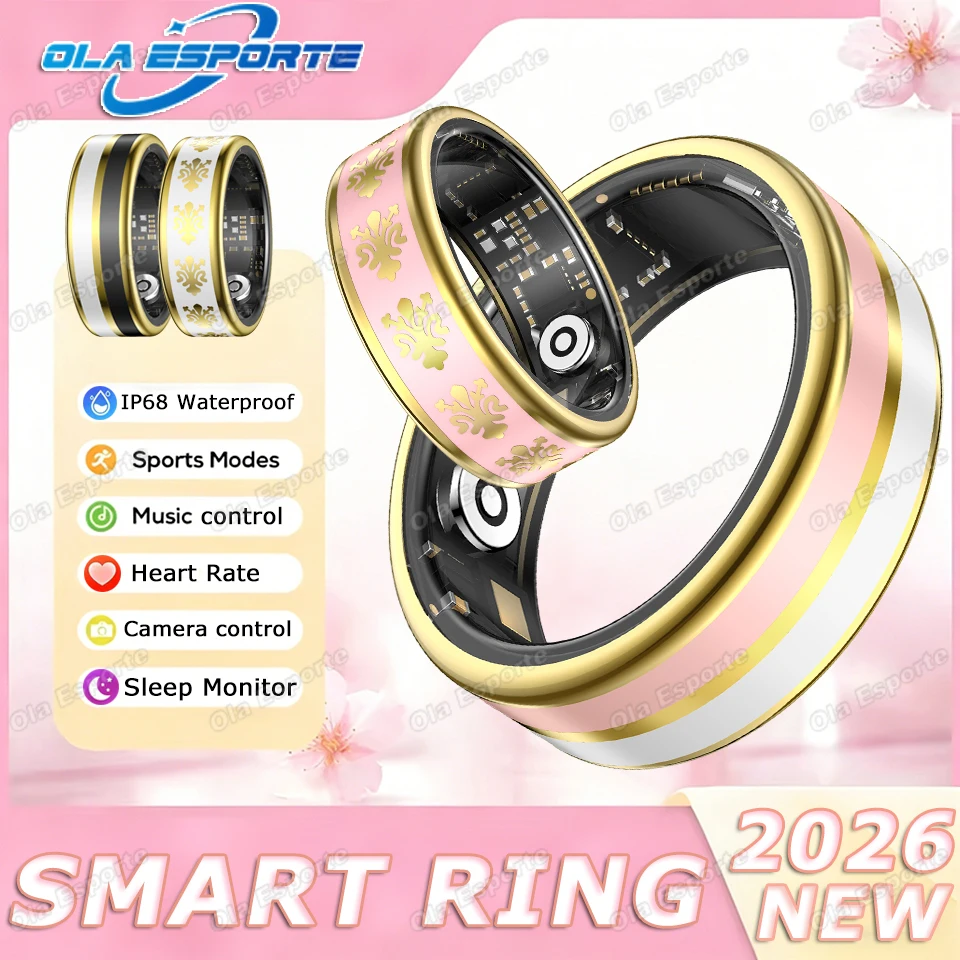 

New Smart Ring 2026 Heart Rate Sleep Monitoring Health Reminders 5ATM Waterproof Pedometer Sports Fashion Smartring Men Women
