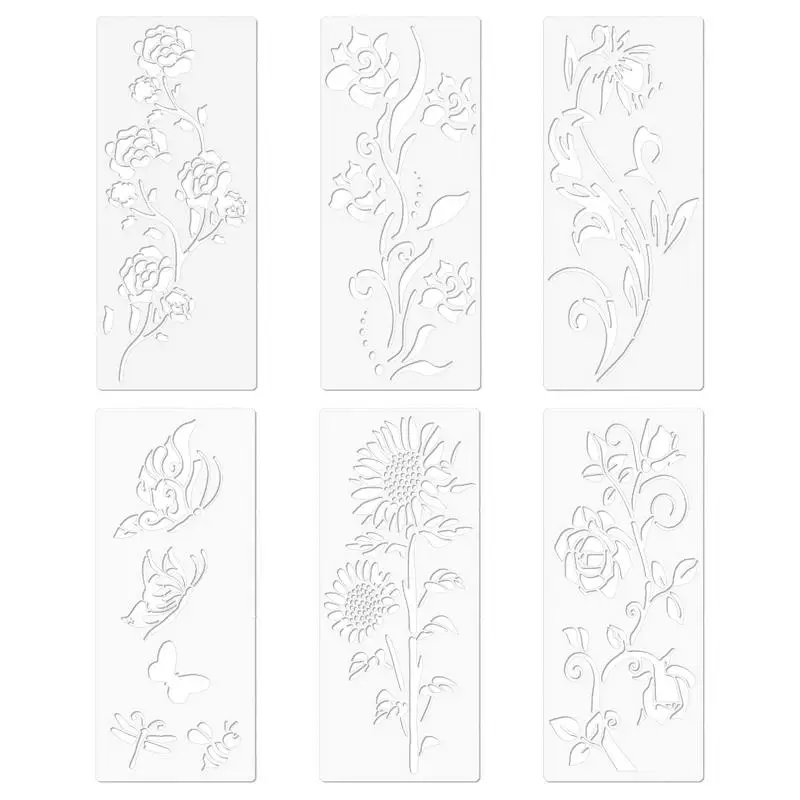 

Large Stencils For Garden Fence 6PCS Reusable Flower Stencil Painting Stencils For Wall Drawing Templates Art Crafts For Fence