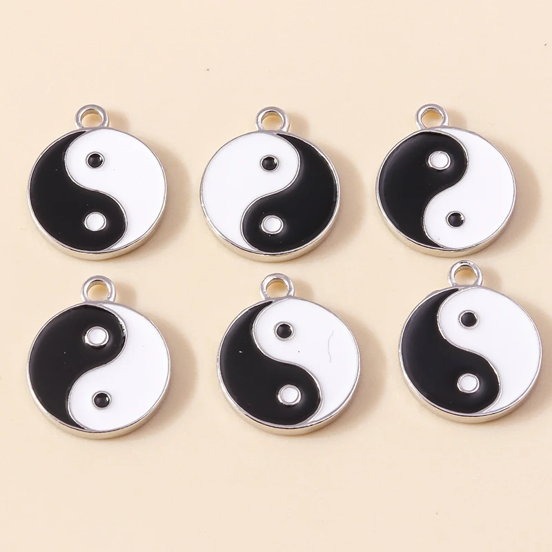 10 Stück gemischte, niedliche Emaille-Anhänger in Form von Tai-Chi-Blumen und Herzen für die Schmuckherstellung, Ohrringe, Halsketten, Armbänder, DIY-Bastelarbeiten und Accessoires. – Detail 14